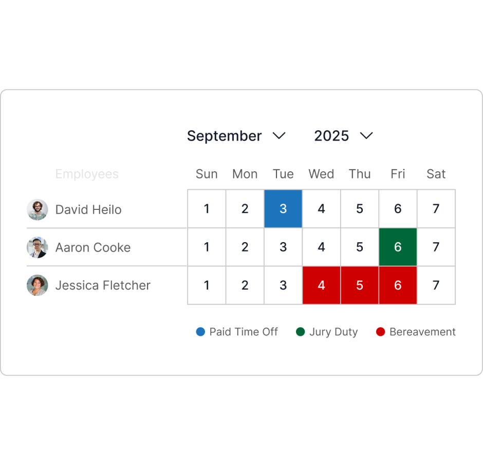 Leaf team calendar view