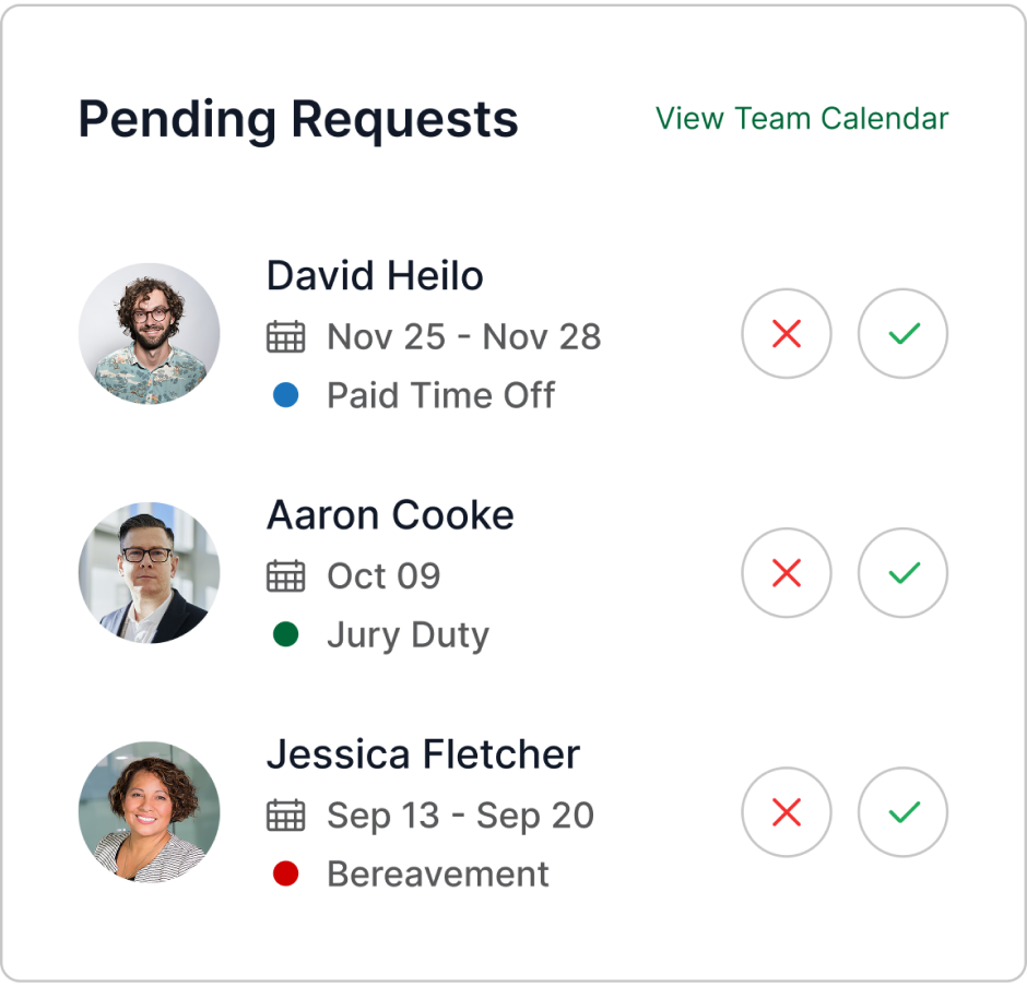 Leaf pending requests and approvals
