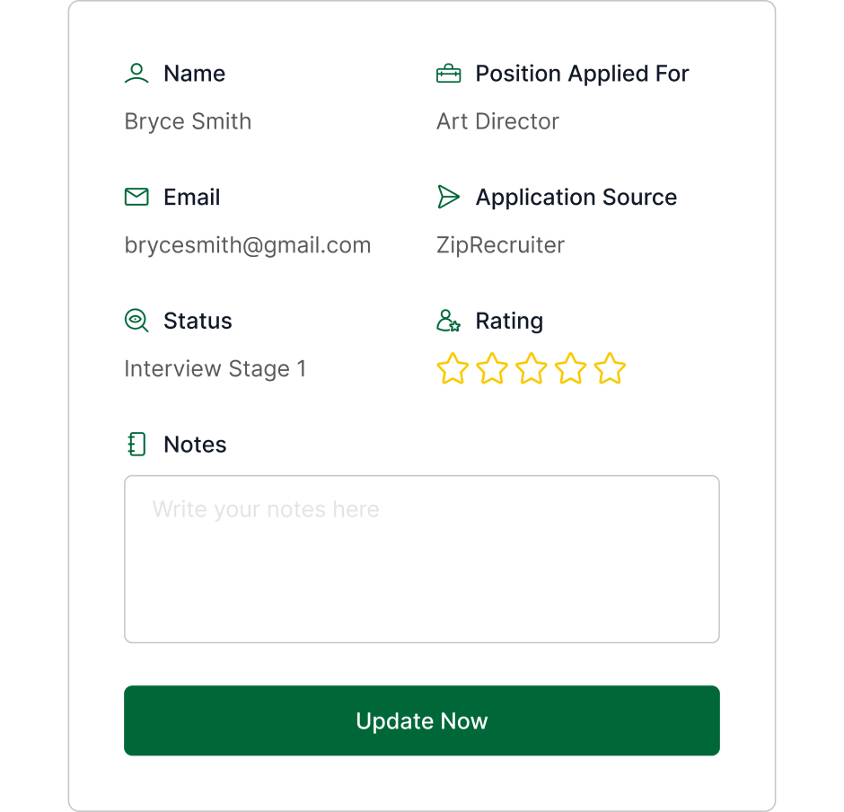 Applicant detail and notes in Scout